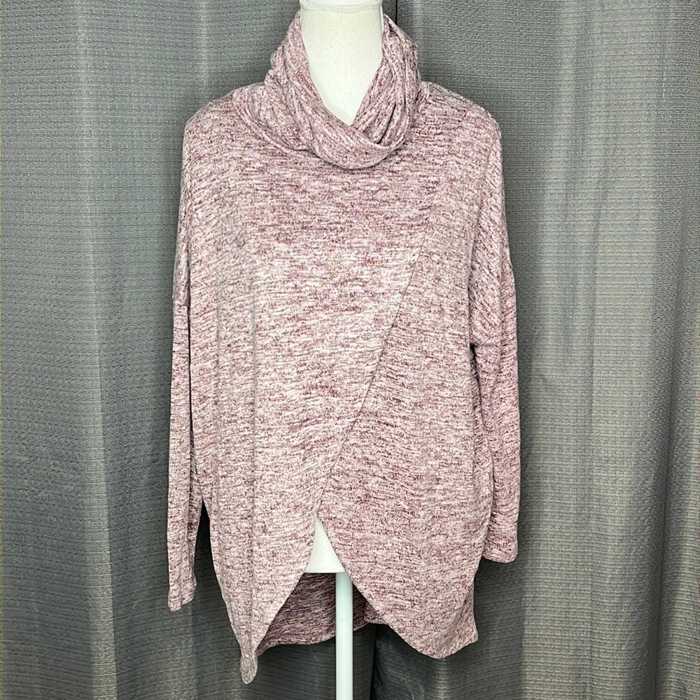 WONDERLAND BY ORANGE PURPLE MARBLE LONG SLEEVE ASYMMETRICAL SWEATER SMALL NEW